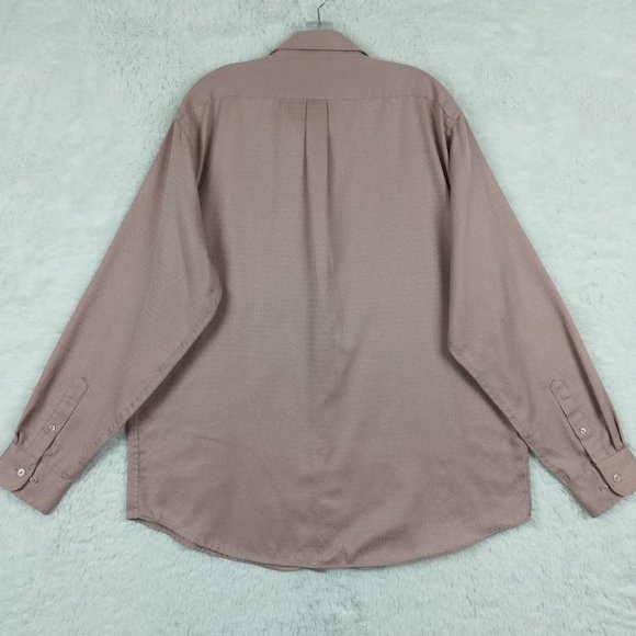 Vintage Haband Mens Shirt Button Up Solid Pink Textured Long Sleeve Pockets L - Picture 2 of 8